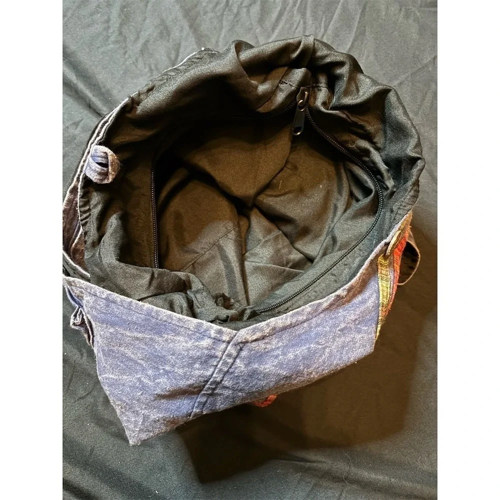 Kathmandu Womens Boho Hippie Crossbody Hobo Bag Blue Gray Patchwork Tree of life